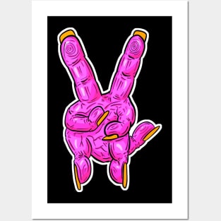 Zombie Fingers Peace Sign Pink Posters and Art